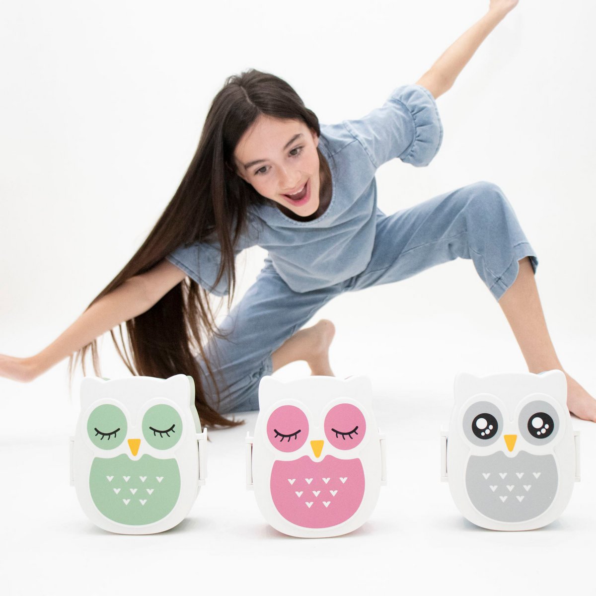 Boite à gouter - Lunchbox hemetique & sans BPA - Chouette Rose