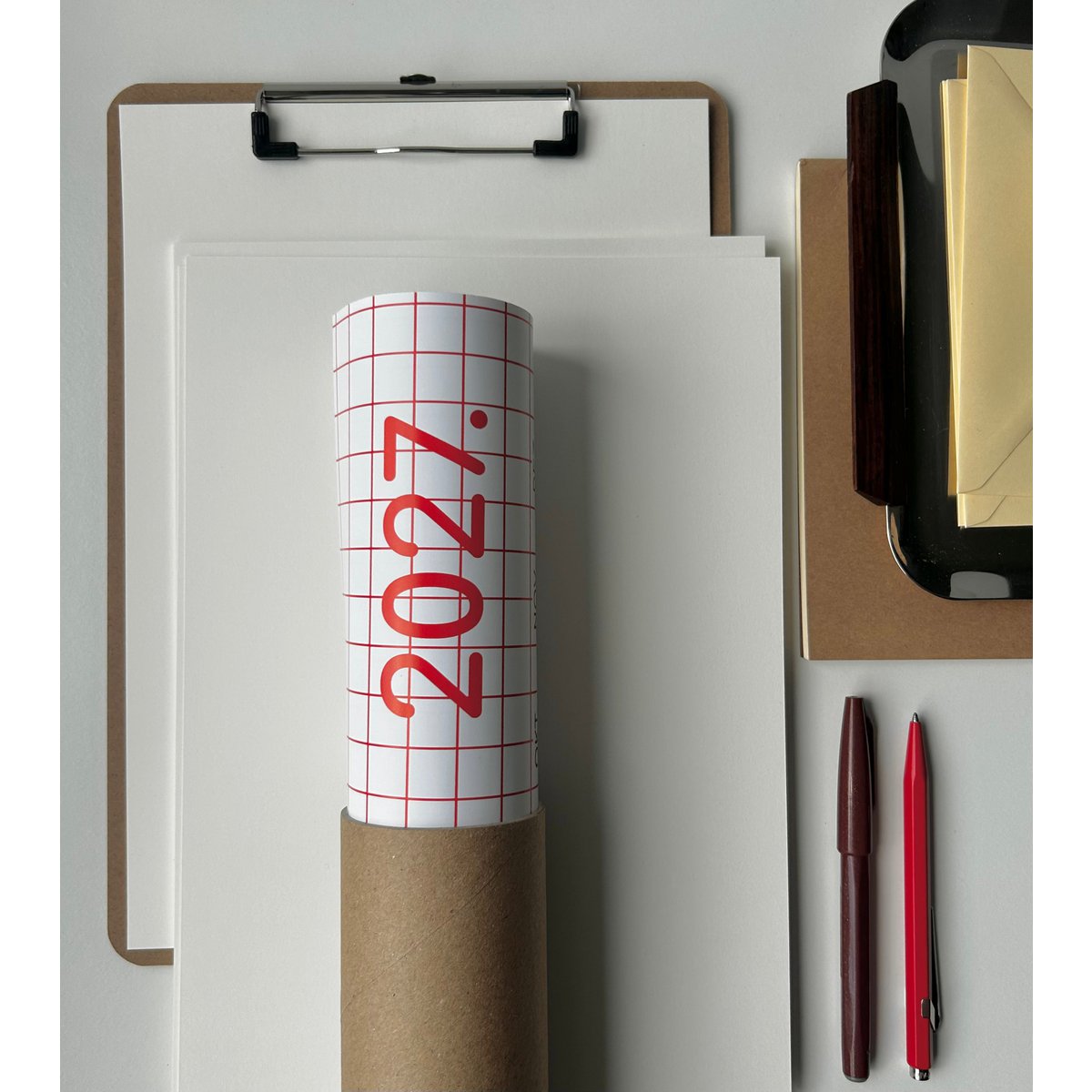 Planificador anual 2027, calendario a cuadros, calendario de pared, calendario grande 60 x 60