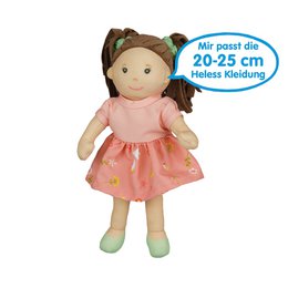 Stof Doll '' Pink '' med kjole til at sætte på og trække ud, 22 cm