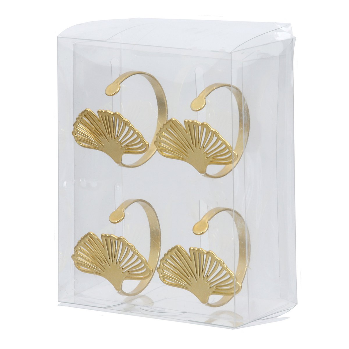 4Tlg. Set Servettenring Ginkgo 2-Sort. Gold colors, black, ve 6