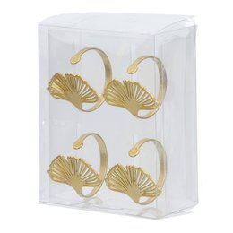 4Tlg. Set Servettenring Ginkgo 2-Sort. Gold colors, black, ve 6
