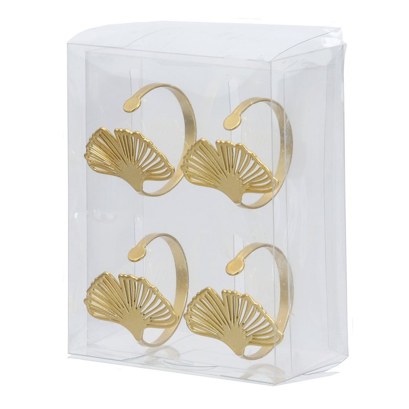 4Tlg. Set Servettenring Ginkgo 2-Sort. Gold colors, black, ve 6