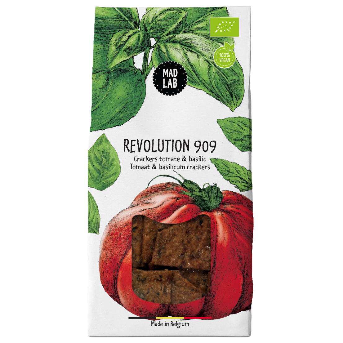 Gedroogde tomaten en basilicumcrackers