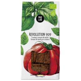 Dried tomatoes and basil crackers with a savory, herbal flavor. Made with natural ingredients.