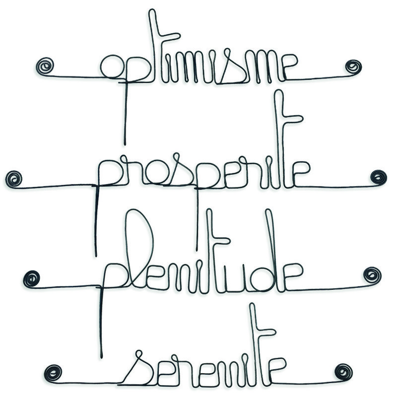 Lot de petits mots en fil de fer - POSITIF : Optimisme, Plénitude, Prospérité, Sérénité