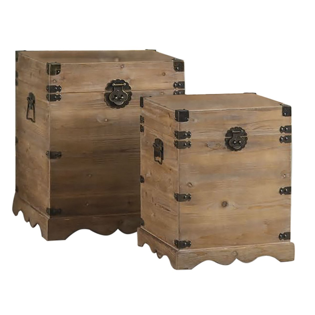 BAULE SET 2 METALLO ABETE 48X48X61 RUSTICO NATURALE MB206518