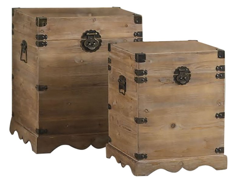 TRUNK SET 2 METAL FIR 48X48X61 RUSTIC NATURAL MB206518