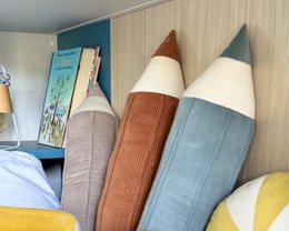 Crayon velvet pillow “Blue"