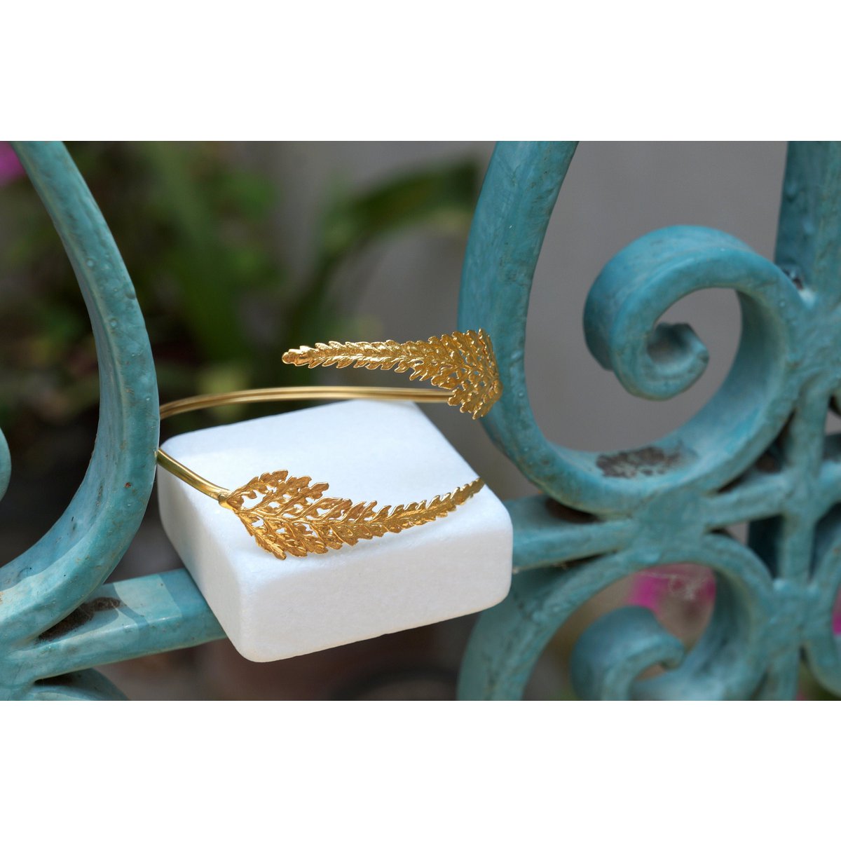 Gouden varenarmband, vergulde sterling zilveren sieraden, handgemaakte varenbladarmband, cadeau voor haar, verjaardagscadeau voor vrouwen