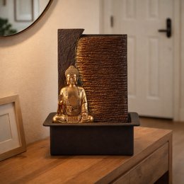 Zimmerbrunnen – Jati – abnehmbare Buddha-Statue – weißes LED-Licht – Zen und entspannende Atmosphäre – einfach zu bedienen