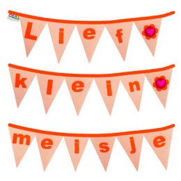 A colorful garland with various floral and butterfly designs, perfect for decorating a baby girl's room or nursery.