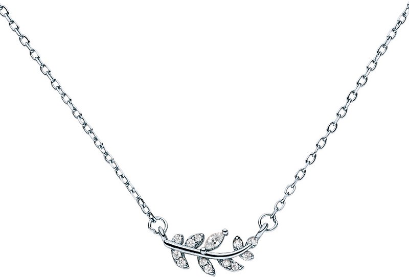 Collana con ciondolo foglia con zirconi in argento 925