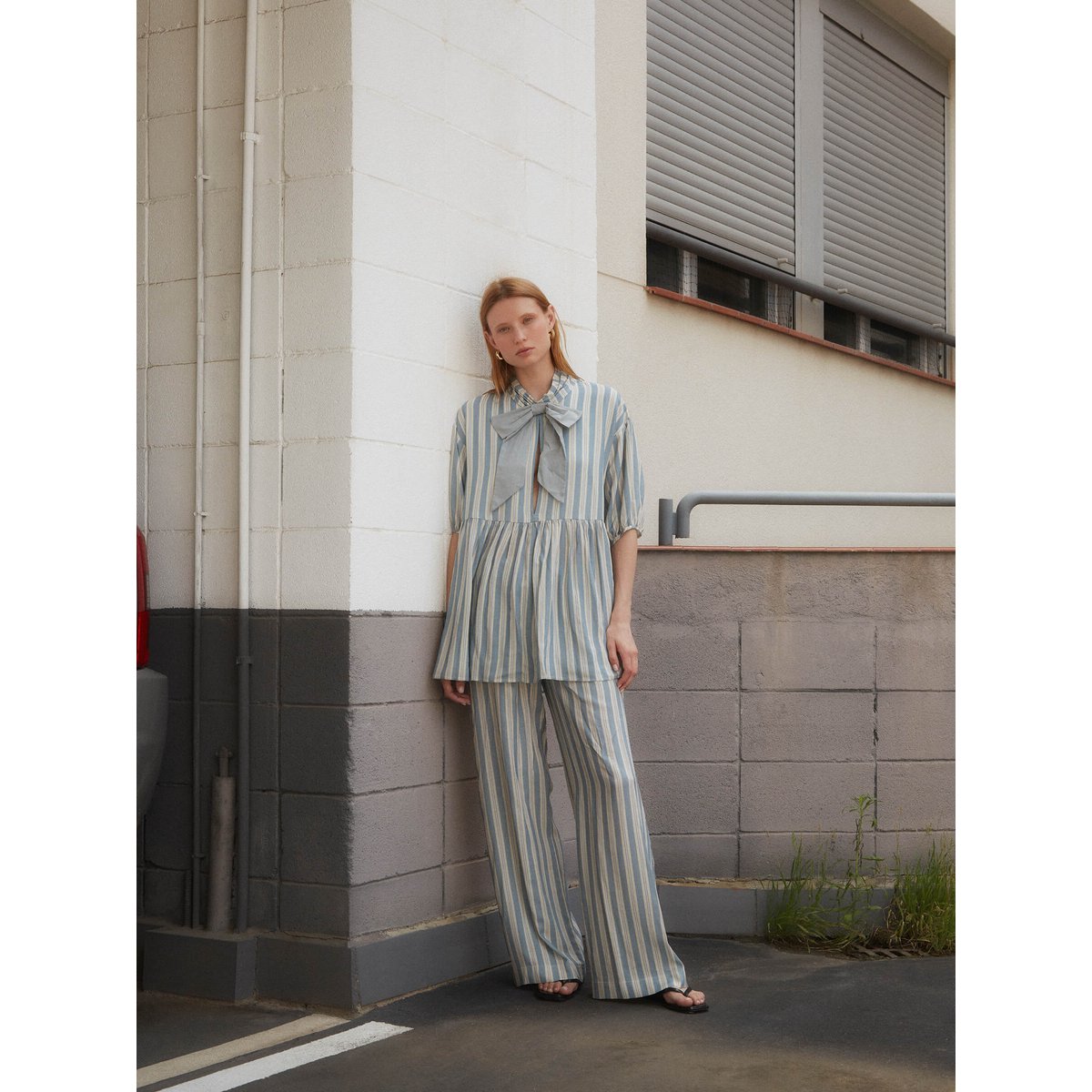Manhattan Maxi blauw gestreepte blouse