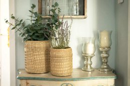 Bodenvase aus Bambus und Seegras für Pampasgras und Trockenblumen