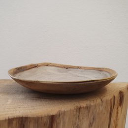 Assiette creuse environ 20 cm, vaisselle, travail manuel, grès, unique, assiette, blanc crème, mat