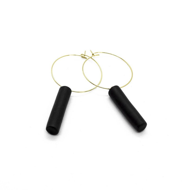 Gold Creolen - Black Bar Pedant