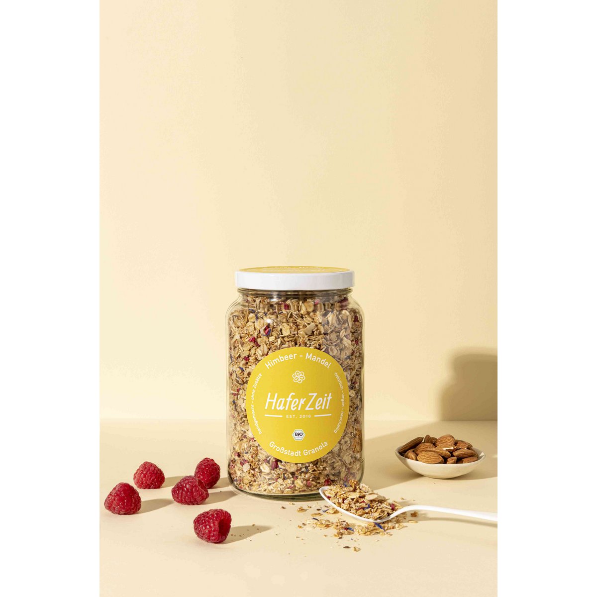 Granola orgánica de frambuesa y almendras