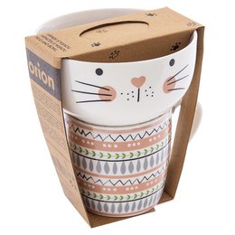 Kinderbecher mit Schüssel Porzellankatze 2 PCs