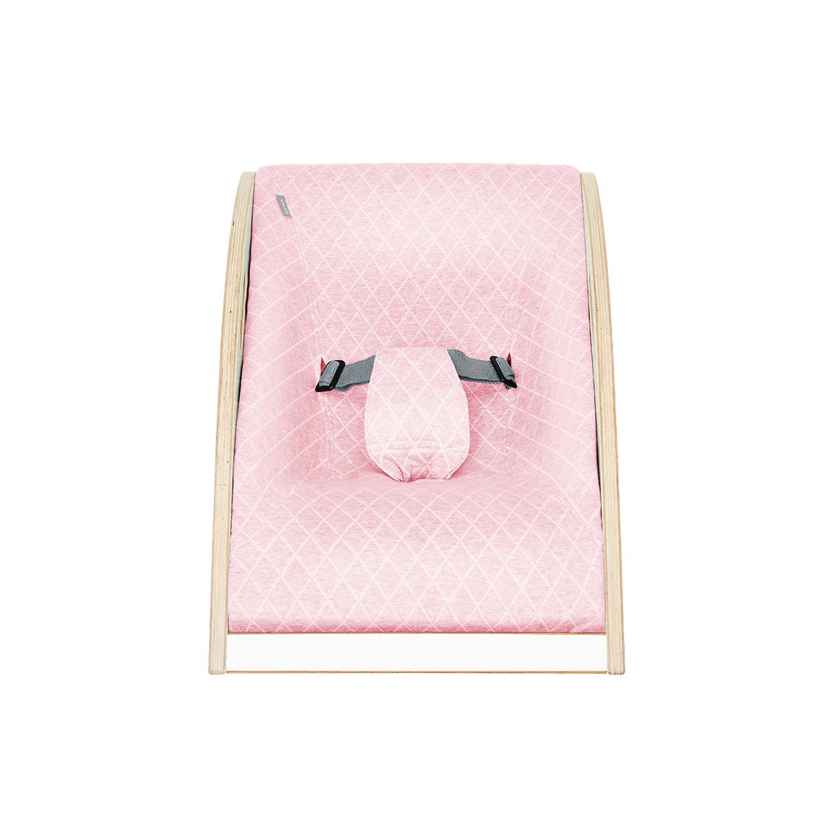 Babywippe Holz weiß, Stoff rosa