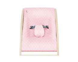 Babywippe Holz weiß, Stoff rosa