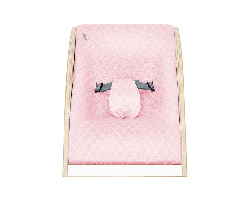Babywippe Holz weiß, Stoff rosa