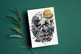 A greeting card featuring a playful illustration of a Labrador retriever dog with the text "The Labracadabrador" in a whimsical font. The card appears to be part of a collection or series of cards with animal-themed illustrations.