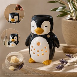 Burnt-Parfum-Pinguin in handgemaltem Keramik-Diffuser-ätherischen Ölen, Parfüm oder Wachs-12,5 cm-Kooner-Winteratmosphären-Ursprung-Wohlbefinden