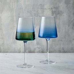 Set of 2 Empire Blue Wine Glasses - Red and White Wine