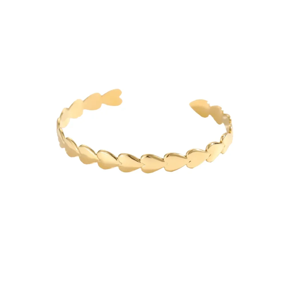 LOUIZ Hearts Bangle 14K Goldplated