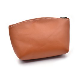 Handmade Full Grain Leather Makeup Bag With Cute Bear