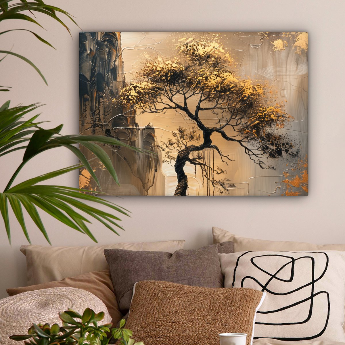 Peinture sur toile - décoration murale - or - paysage - peinture - décoration murale salon - décoration de chambre moderne - peintures abstraites