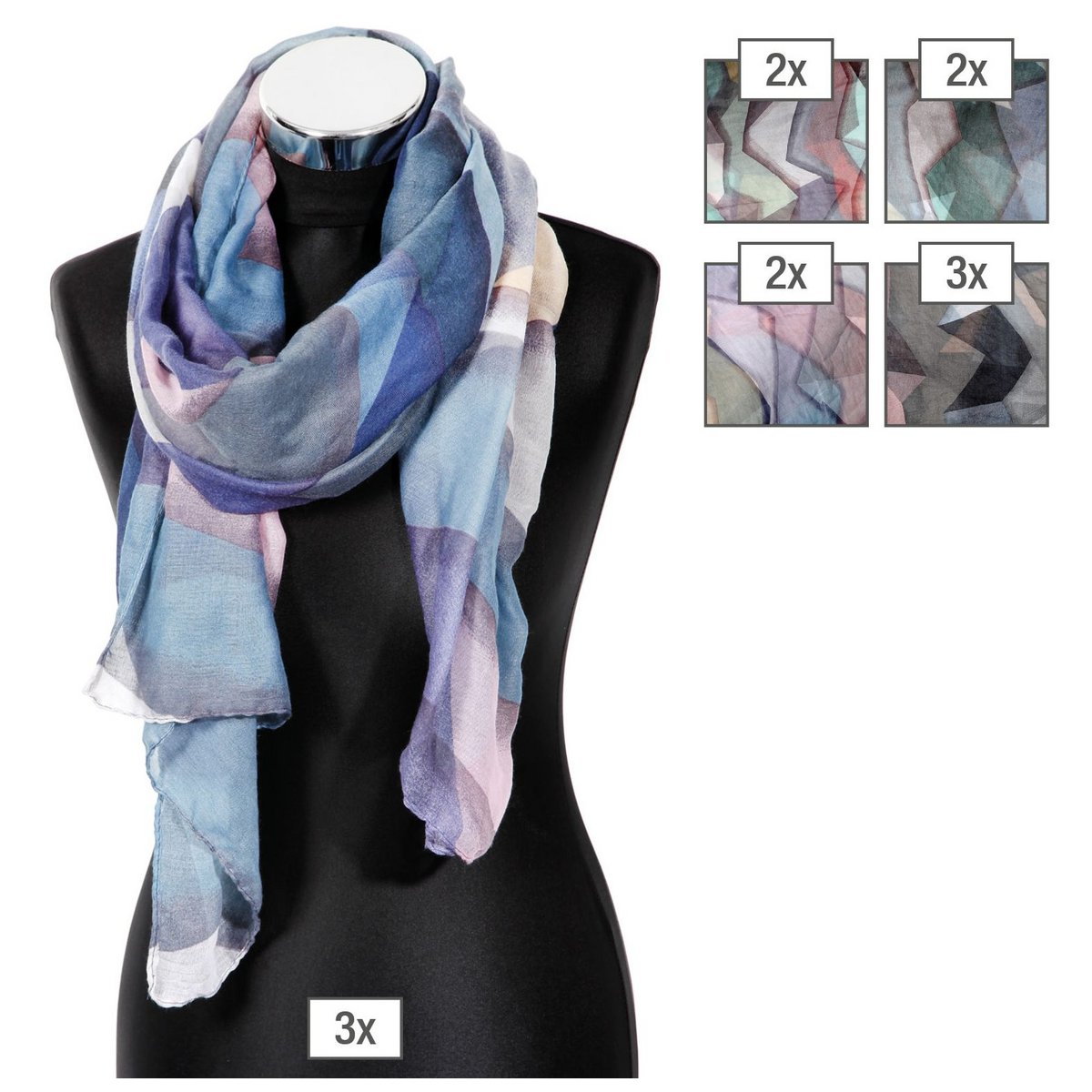 Paquet d'écharpes foulards d'été couleurs assorties, VE 12