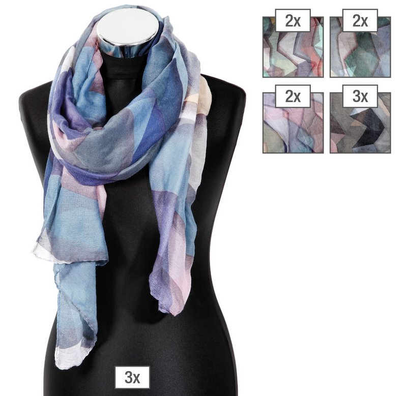 Paquet d'écharpes foulards d'été couleurs assorties, VE 12
