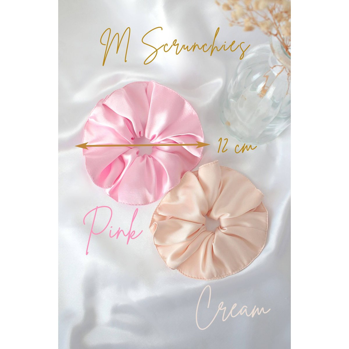 "Babekleuren" | Handgemaakte zijden scrunchies-set