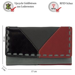 Sunsa women's wallet. leather purse. Wallet with RFID protection. Sustainable wallet made from leather scraps. Large women's wallet with many credit card compartments - wallet/purses for women the best gift idea.