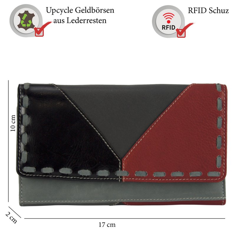 Sunsa women's wallet. leather purse. Wallet with RFID protection. Sustainable wallet made from leather scraps. Large women's wallet with many credit card compartments - wallet/purses for women the best gift idea.