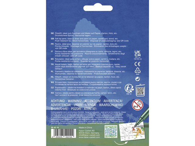 Filzstift FC Dino 10x Ständer. Farbe + 3x Metallic-Farbe inkl. Dino-Aufkleber aus Pappe