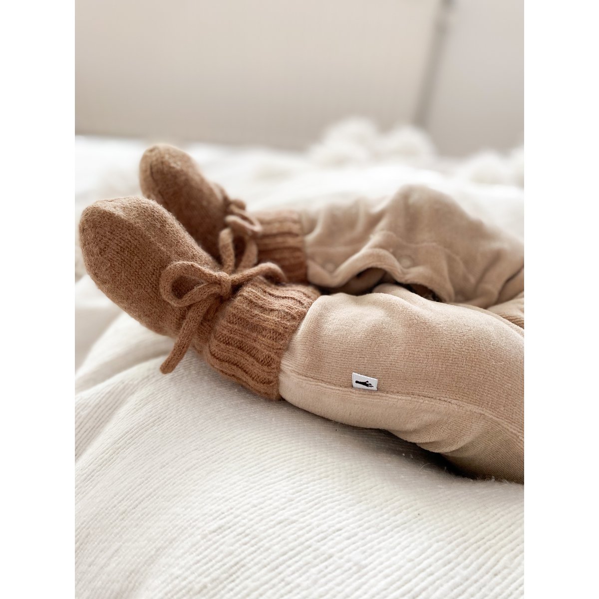 Merino wol bootie slofjes brown