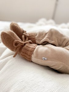 Merino wol bootie slofjes brown