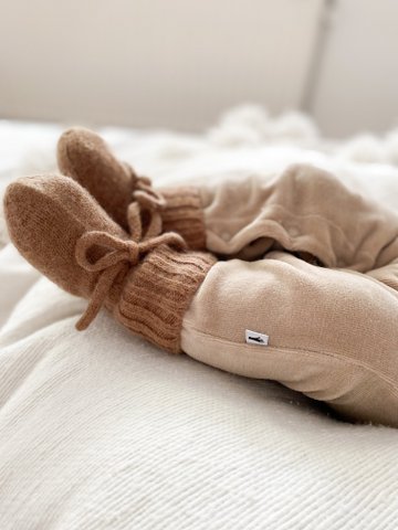 Merino wol bootie slofjes brown