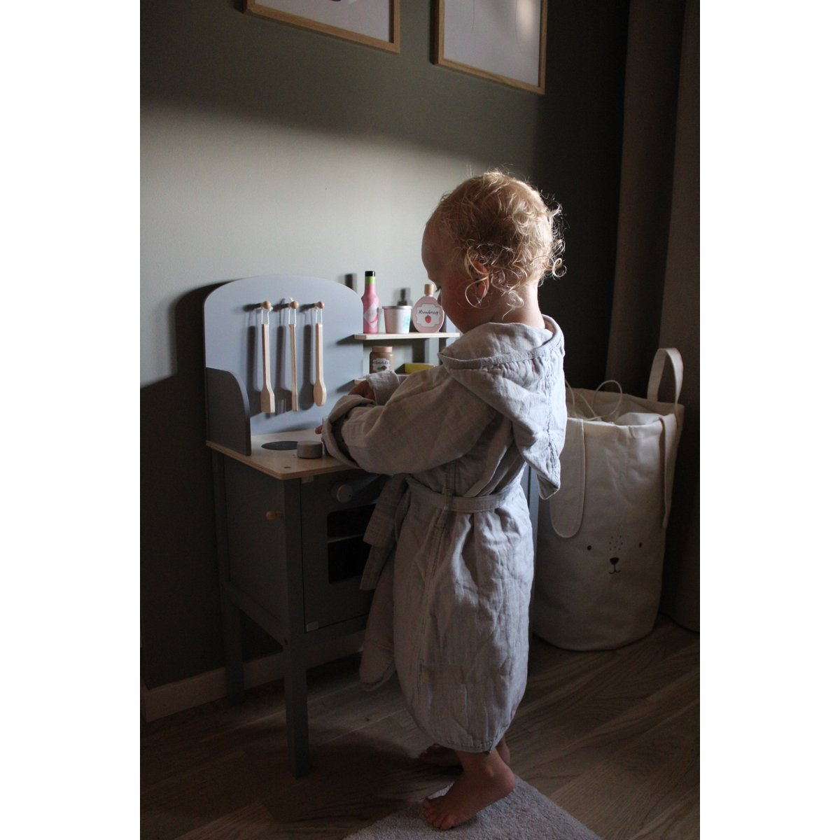 Organic Muslin Cloth Bathrobe 24-36 months (grey)