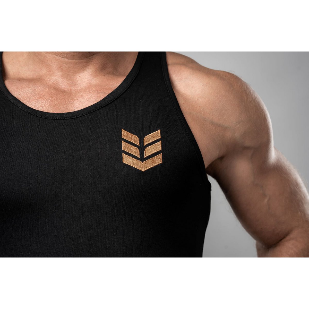 Heren tanktop, nauwsluitende zwarte "Achilles" tanktop