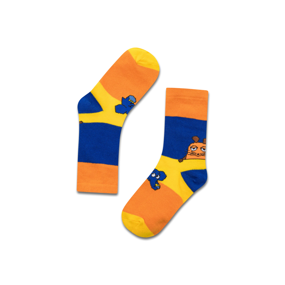 koaa – Souris & Éléphant « Color Block » – Chaussettes bleu/jaune/orange