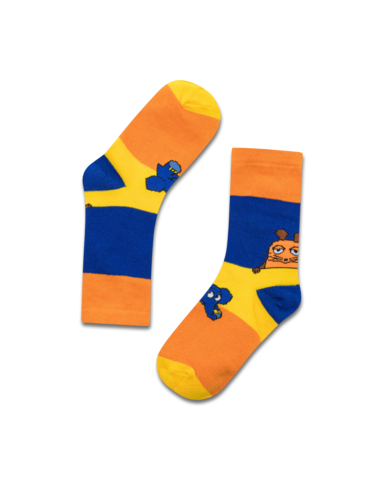 koaa – Mouse & Elephant “Color Block” – Socks blue/yellow/orange