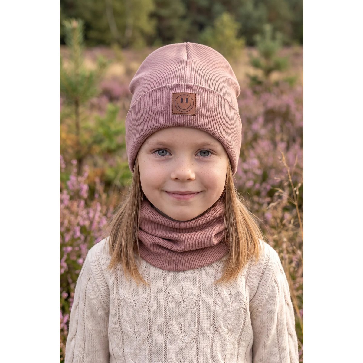 Set cappello e sciarpa SMILE - cotone - erica