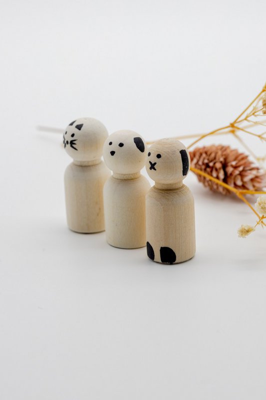 Peg Doll Pet Hund Kat Kanin - Tuureluur Trædukke Saml din familie