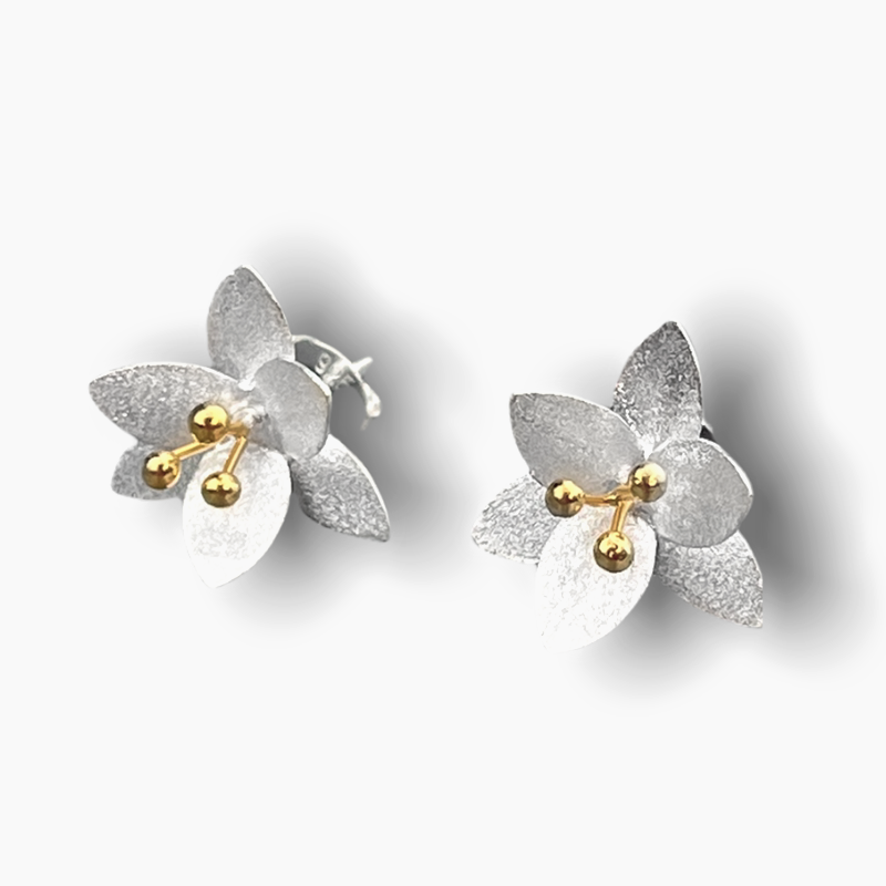 Oorknopjes met bloemen - 925 sterling zilver - OHR925-33