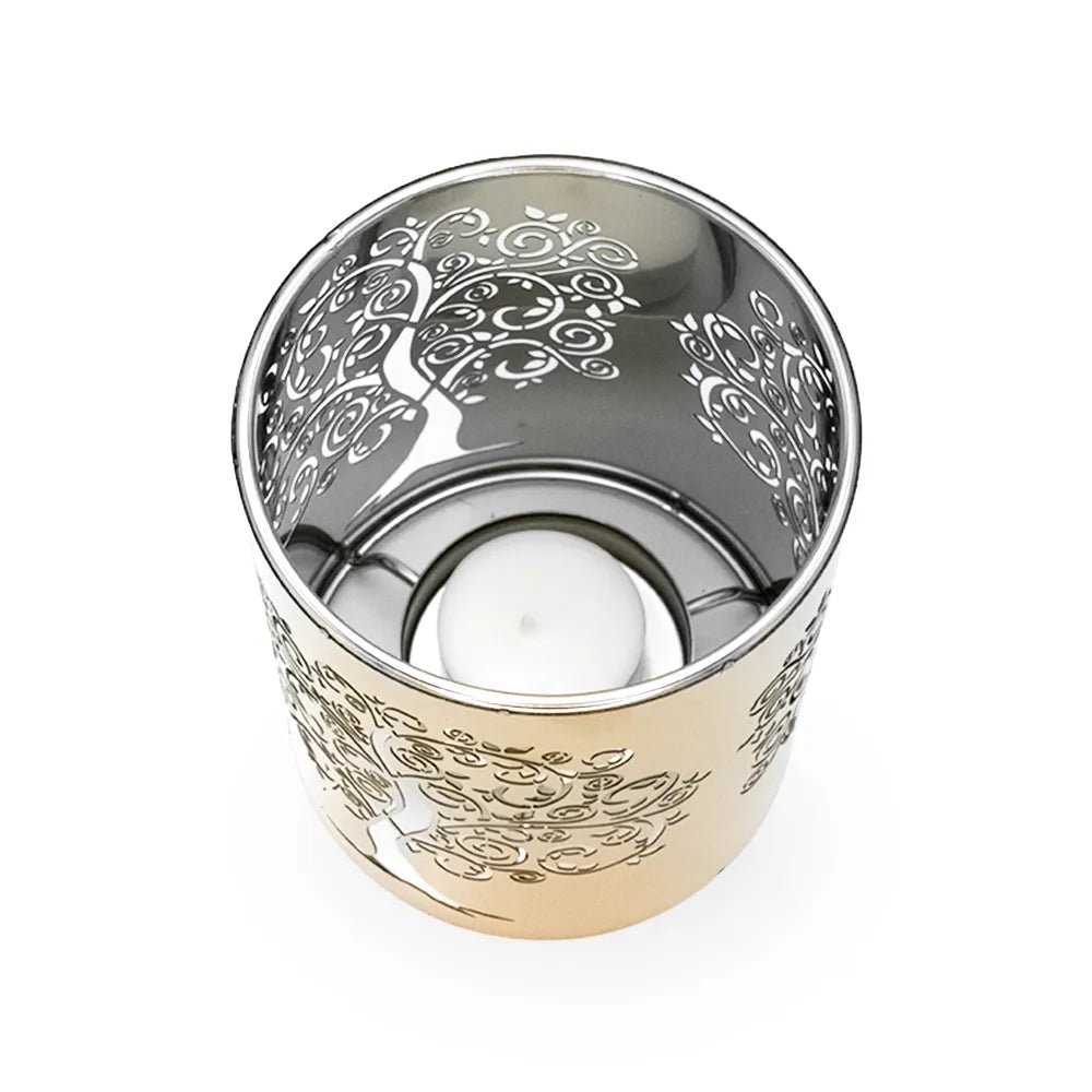 Metal tree of life tealight perfume burner