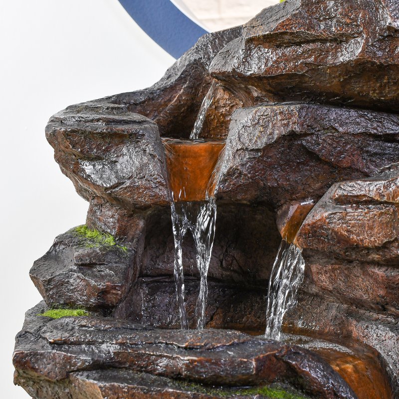 Fontaine XL- Niagara - Intérieur et Extérieur Cascade 5 Niveaux – Fontaine Jardin Terrasse Salon Nature Zen Lumière LED