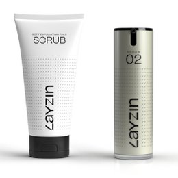 A brightening and anti-aging face scrub and serum set. The scrub exfoliates to reveal brighter skin, while the serum helps reduce signs of aging and even skin tone.